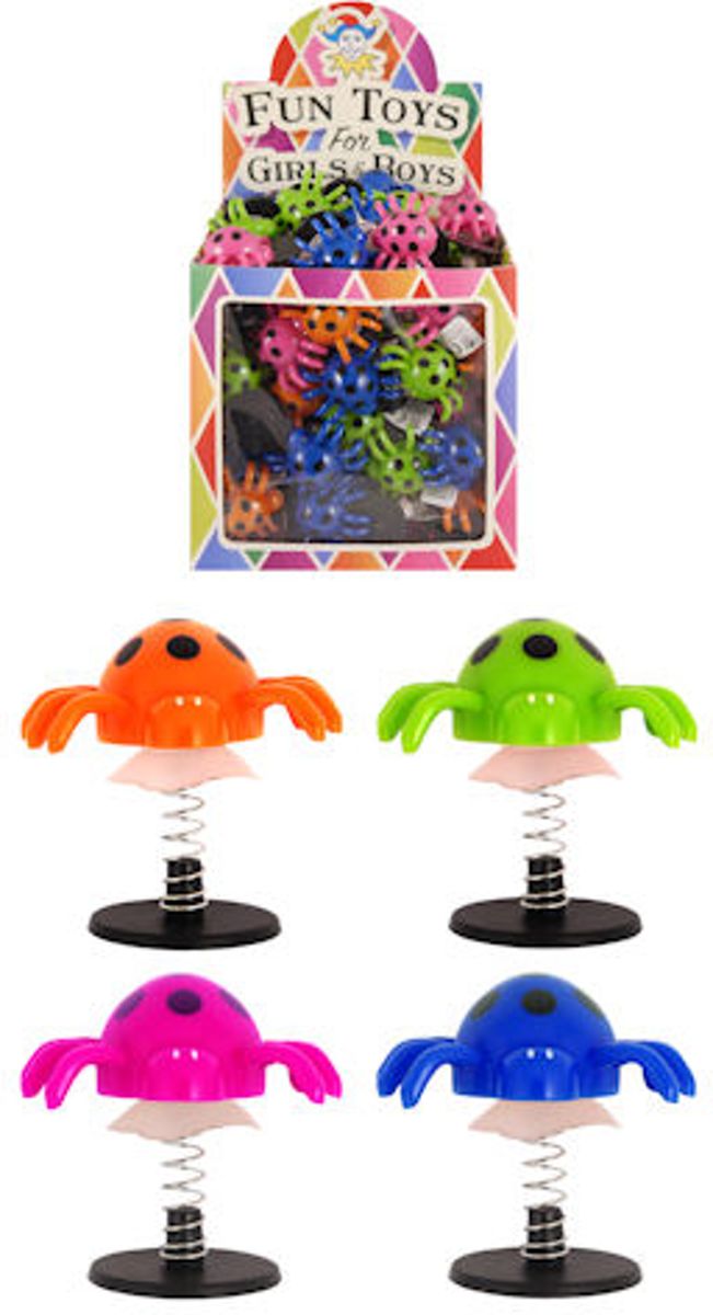 84 STUKS | Uitdeelcadeautjes - Omhoog Springende Spinnen in Traktatiebox (Traktatie / Uitdeelcadeautjes)